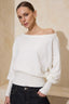 Ekru Yumuşak Dokulu Kayık Yaka Triko Kazak TWOAW26KZ00300
