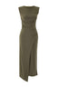 Haki A-Kesim/Çan Form Kolsuz Midi Esnek Örme Elbise TWOSS26EL00011