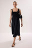 Siyah Eteği Belden Açılan Üstü Esnek Örme Midi Elbise TWOSS25EL00840