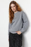 Gri Kalın İçi Polarlı Regular/Normal Kalıp Bisiklet Yaka Basic Örme Sweatshirt TWOAW24SW00101