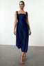 Lacivert A-Kesim Saten Dokuma Şık Abiye Gece Mezuniyet Elbisesi TPRAW25EL00040