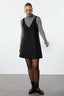 Siyah V Yaka Jile Süet Mini Örme Elbise TWOAW24EL00543