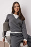 Antrasit Yaka ve Etek Ucu Garni Detaylı Triko Kazak TWOAW26KZ00246