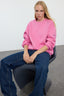 Pembe Oversize/Rahat Kesim Basic Bisiklet Yaka Kalın/İçi polarlı Örme Sweatshirt TWOAW24SW00102