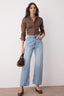 Açık Mavi Yüksek Bel Rahat Straight Düz Kesim Boru Paça Jeans TWOAW26JE00063