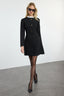 Siyah A Kesim Düğme Detaylı Mini Dokuma Elbise TWOAW25EL00132