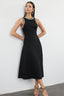 Siyah A-Kesim Taş Aksesuarlı Dokuma Elbise TPRSS24EL00178