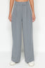 Yunus Gri Cırt Cırt Kapamalı Yüksek Bel Pileli Wide Leg/Geniş Kesim Örme Pantolon TWOAW24PL00177