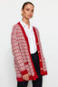 Kırmızı Geniş Kalıp Tekstüre Simli Triko Hırka TWOAW21HI0250