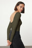 Haki Pamuklu Esnek Sırt Dekolteli Fitted/Vücuda Oturan Esnek Bluz TWOAW24BZ00160