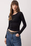 Siyah Transparan Esnek Vücuda Oturan Örme Bluz TWOAW26BZ00306
