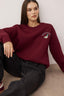 Bordo*001 Animal Nakışlı Regular/Normal Kalıp Kalın İçi Polarlı Örme Sweatshirt TWOAW24SW00196