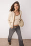 Bej Renk Bloklu Triko 2'li Bluz-Hırka Takım TWOAW25HI00058