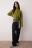 Yağ Yeşili Crop Yumuşak Dokulu Dik Yaka Triko Hırka TWOAW22HI0174