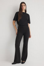 Trendyolmilla Vizon İspanyol Paça Normal Bel Dokuma Pantolon TWOSS25PL00065
