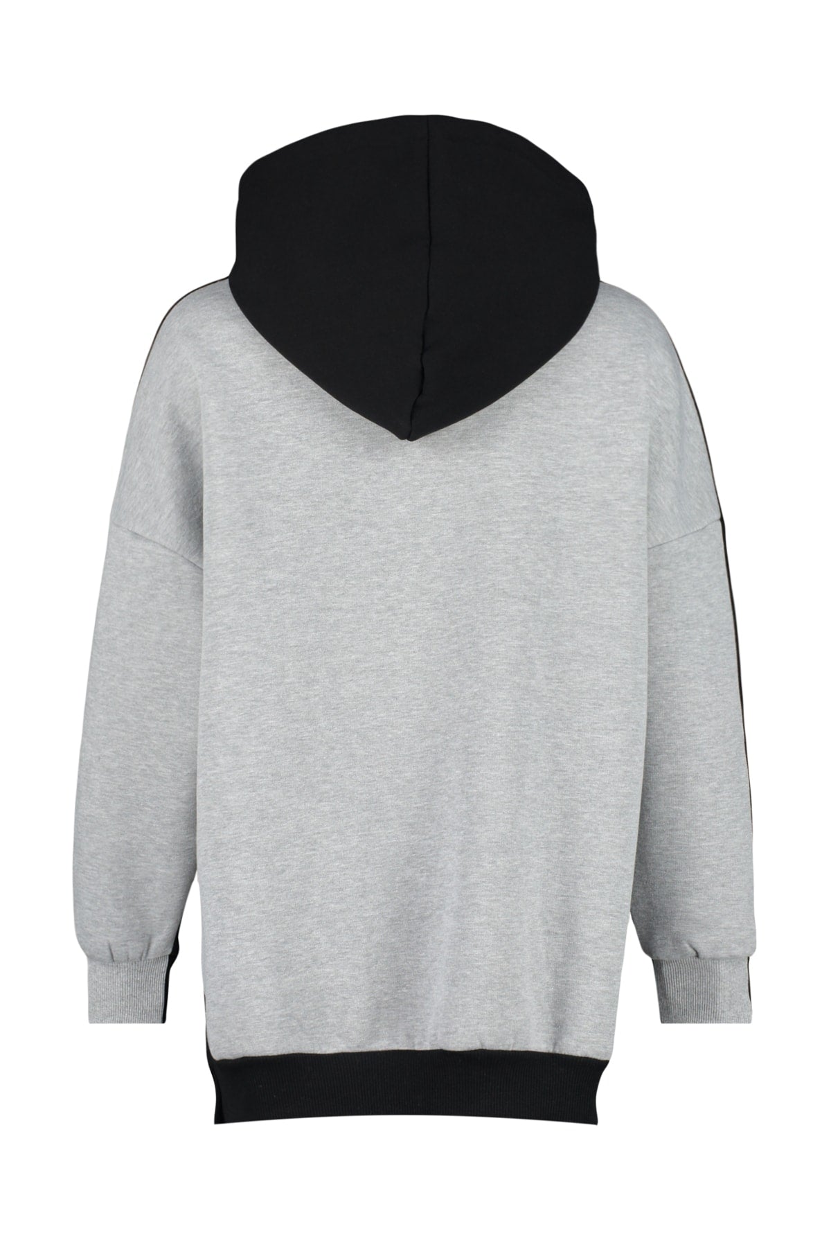 Trendyolmilla Gri Melanj Pamuklu Renk Bloklu Geniş Kalıp İçi Polarlı Örme Spor Sweatshirt TWOSS22SW0074