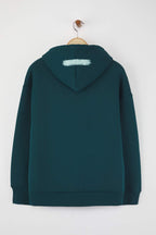 Petrol Teen Oversize/Geniş Kalıp Slogan Baskılı Kalın İçi Polarlı Örme Sweatshirt TWOAW26SW00125