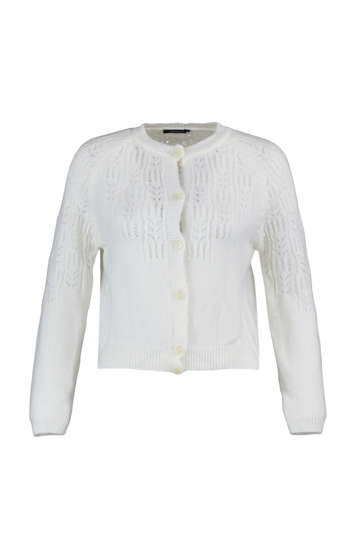 Trendyolmilla Ekru Yumuşak Dokulu Ajurlu/Delikli Triko Hırka TWOAW21HI0020