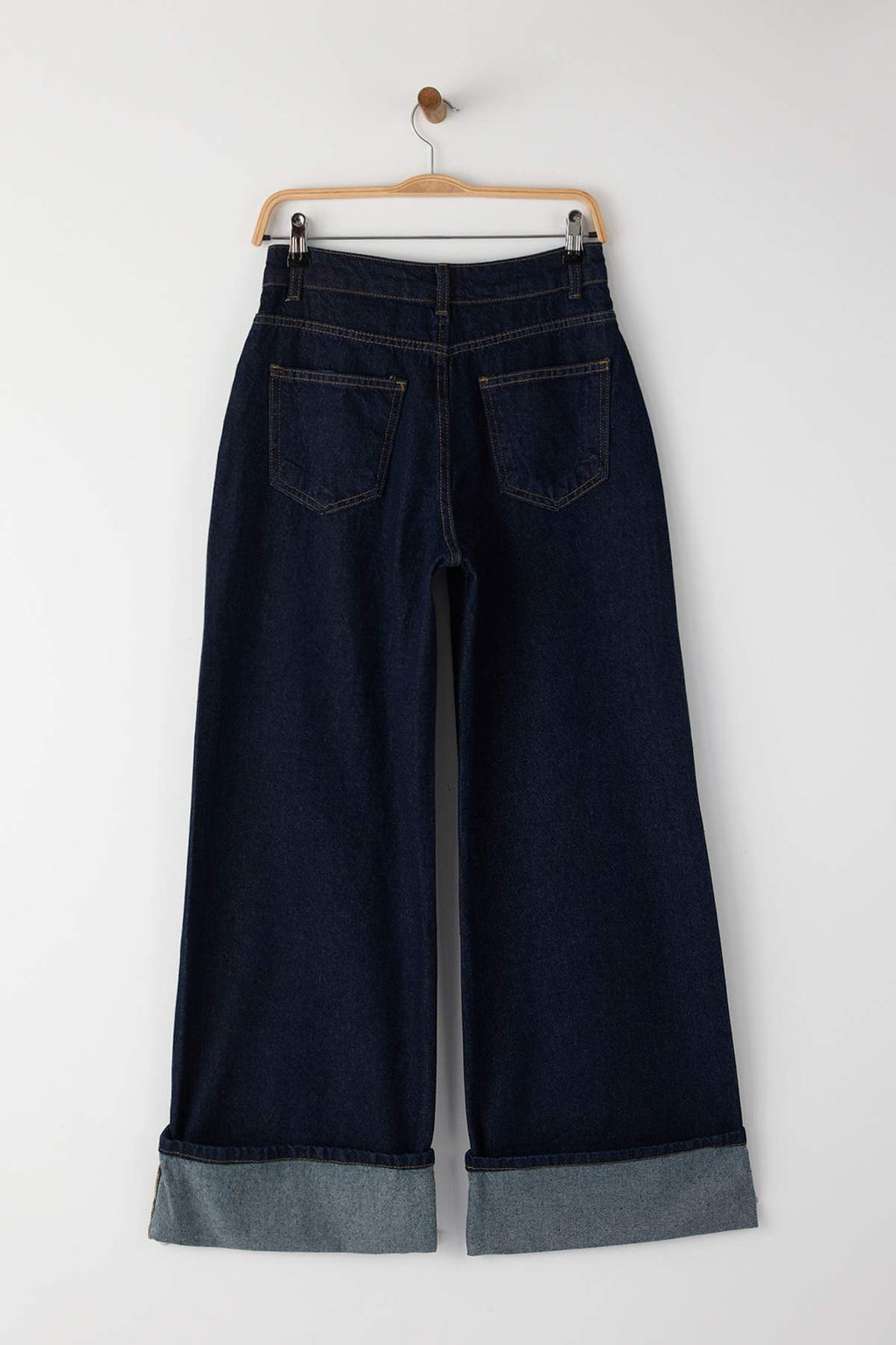 Trendyolmilla Kahverengi Paça Katlamalı Yüksek Bel Wide Leg/Geniş Paça Jeans TWOAW26JE00011