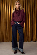 Trendyolmilla Kahverengi Paça Katlamalı Yüksek Bel Wide Leg/Geniş Paça Jeans TWOAW26JE00011