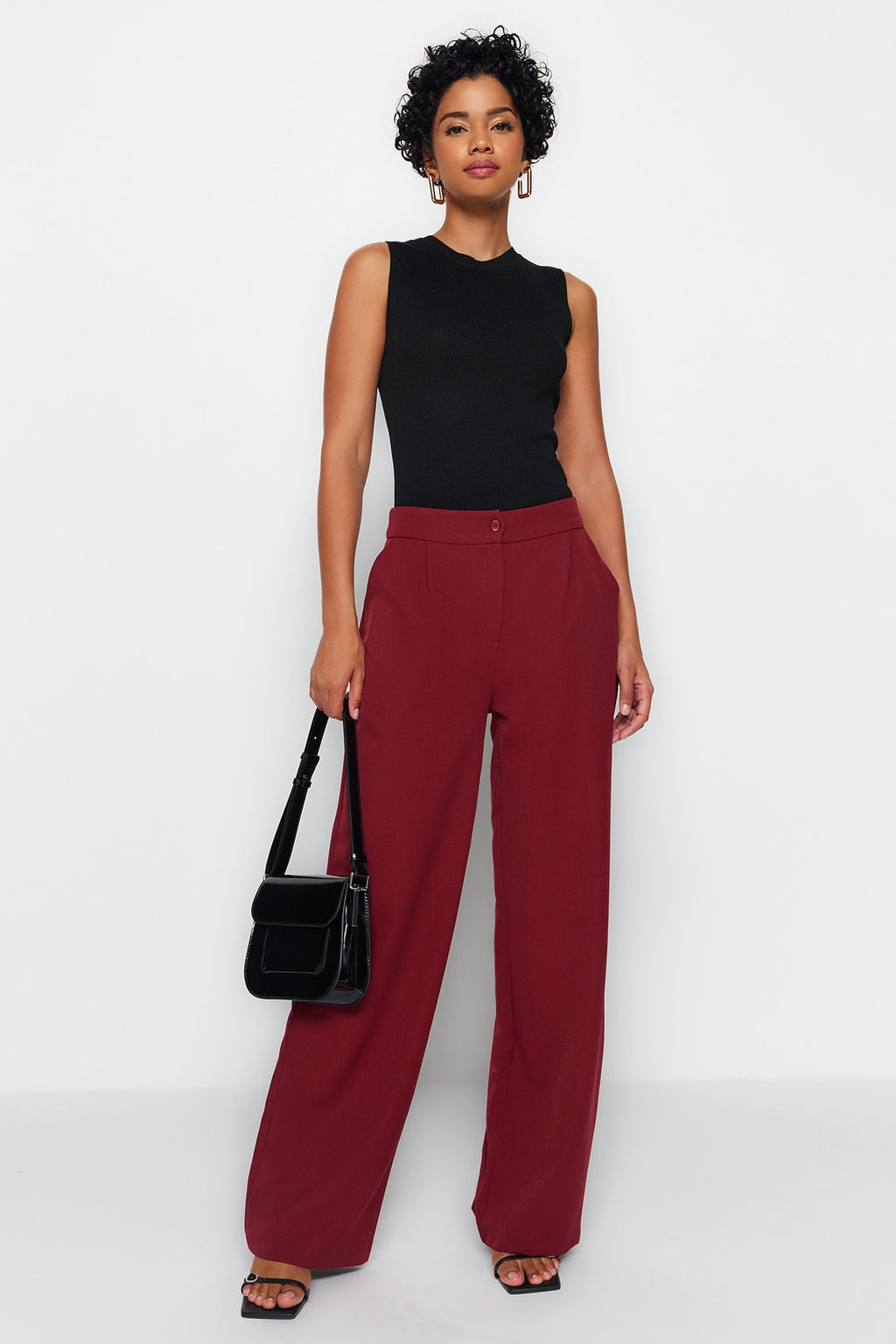 Trendyolmilla Lacivert Wide Leg/Geniş Paça Dokuma Kumaş Pantolon TWOAW22PL0139
