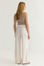 Trendyolmilla Bej Yumuşak Tuşeli Wide Leg/Geniş Paça Dokuma Pantolon TWOSS25PL00004