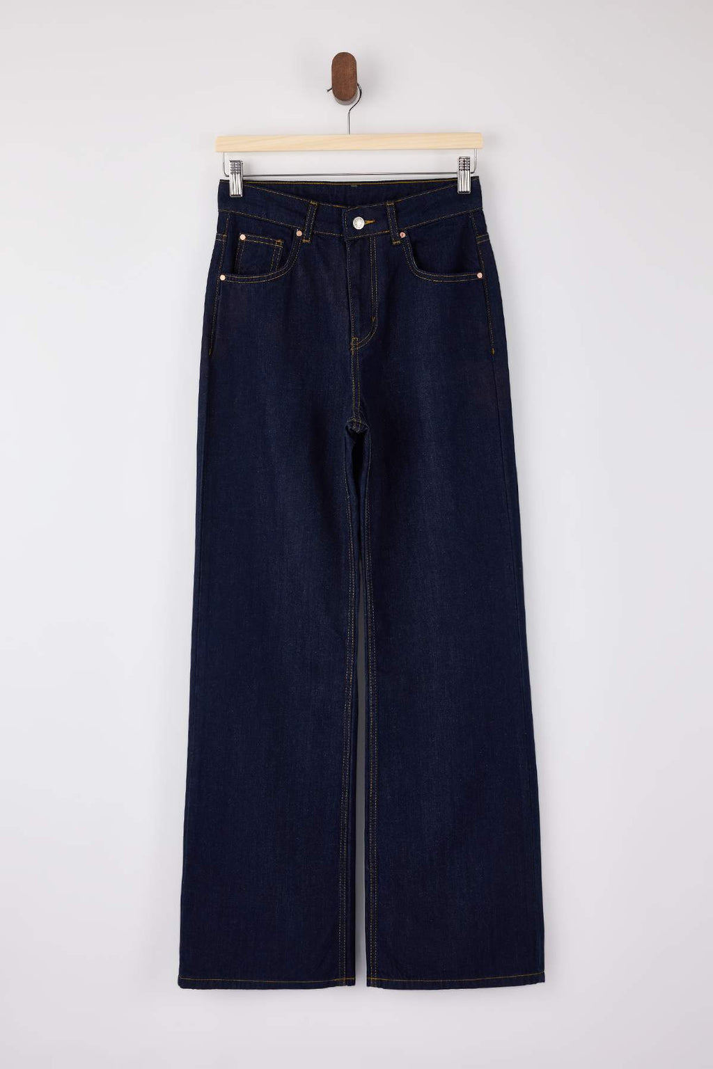 Koyu Mavi DÖKÜMLÜ Normal Bel %100 Pamuk Wide Leg Jeans TWOSS26JE00062