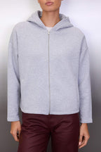 Trendyolmilla Gri Melanj Kalın İçi Polarlı Kapüşonlu Fermuarlı Oversize/Geniş Kesim Örme Sweatshirt TWOAW26SW00111