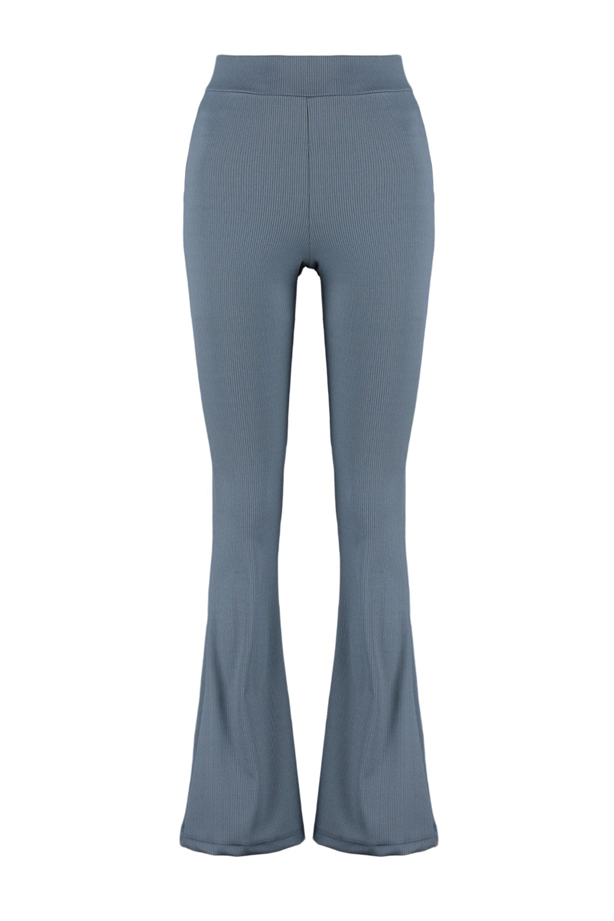 Trendyolmilla Antrasit Fitilli Flare/İspanyol Paça Yüksek Bel Esnek Örme Tayt Pantolon TWOSS23PL00135