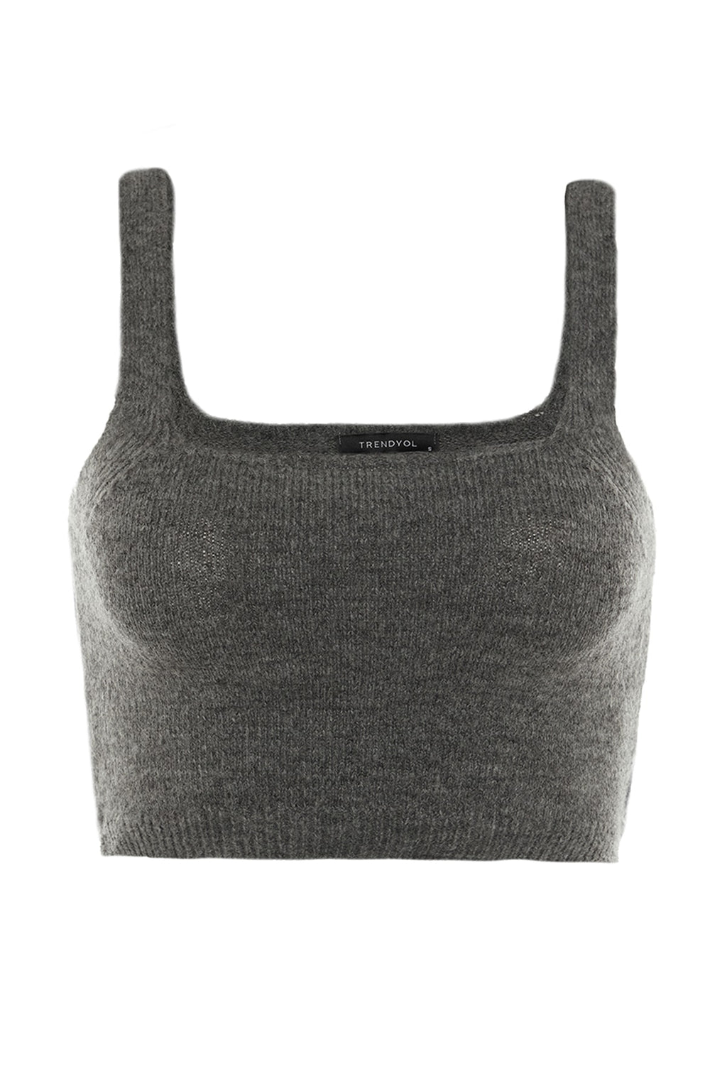 Trendyolmilla Antrasit Crop Yumuşak Dokulu 2'li Bluz-Hırka Triko Takım TWOAW21HI0107