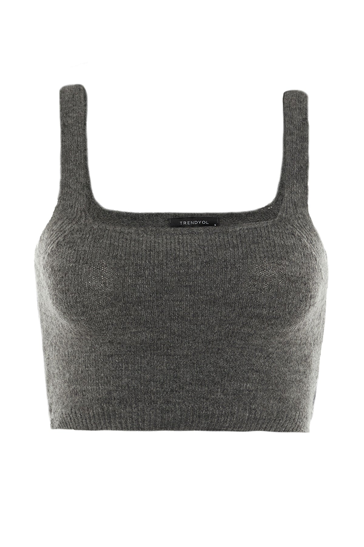 Trendyolmilla Antrasit Crop Yumuşak Dokulu 2'li Bluz-Hırka Triko Takım TWOAW21HI0107
