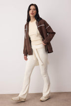 Trendyolmilla Lacivert Kapüşonlu ve Biye Detaylı Oversize/Geniş Kalıp Örme Sweatshirt TWOAW26SW00106