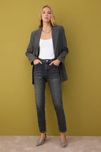 Trendyolmilla Antrasit Yüksek Bel Esnek Comfort Yeni Mom Jeans TWOAW26JE00056