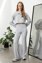 Trendyolmilla Kahverengi Wide Leg/İspanyol Paça Yüksek Bel İnterlok Esnek Örme Pantolon TWOAW25PL00006