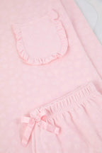 Pudra Kalp Desenli Fırfırlı ve Cepli Örme Pijama Takımı THMAW26PT00205