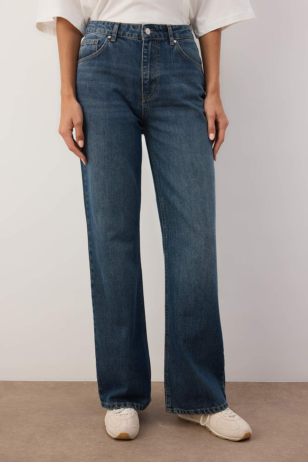 Trendyolmilla Koyu Mavi  Yüksek Bel Wide Leg Jeans TWOAW26JE00074