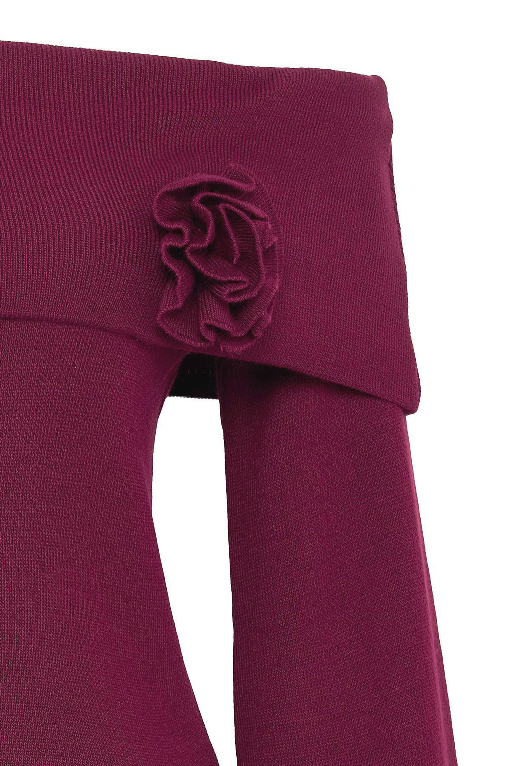 Trendyolmilla Kahverengi Gül Detaylı Carmen Yaka Triko Kazak TWOAW25KZ00373