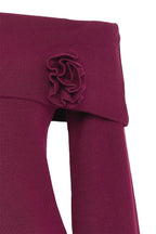 Trendyolmilla Kahverengi Gül Detaylı Carmen Yaka Triko Kazak TWOAW25KZ00373