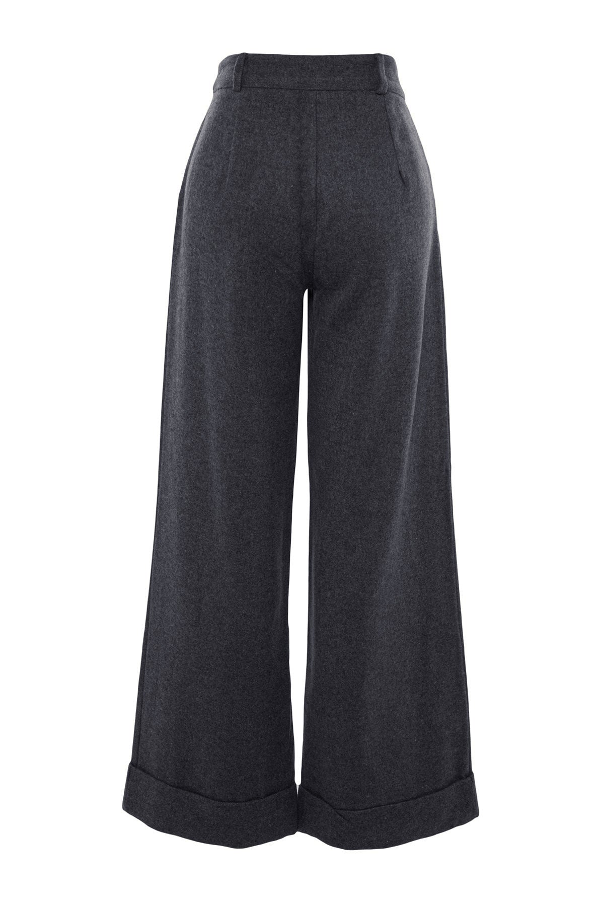 Trendyolmilla Siyah Wide Leg/Geniş Paça Yüksek Bel Dokuma  Pantolon TWOAW23PL00302