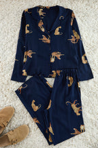 Trendyolmilla Ekru Kaplan Desenli Viskon Dokuma Pijama Takımı THMAW25PT00036