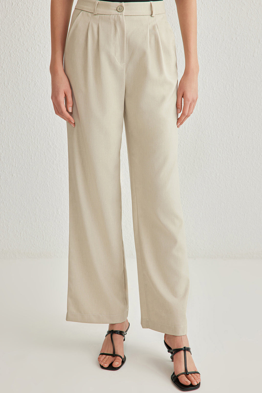 Trendyolmilla Vizon Wide Leg/Geniş Paça Pilili Dokuma Pantolon TWOAW22PL0475