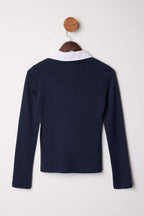 Trendyolmilla Gri Melanj Dokuma Detaylı Gömlek Yaka Regular/Normal Kalıp Örme Bluz TWOAW25BZ00035