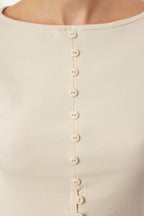 Trendyolmilla Siyah Düğme Detaylı Bisiklet Yaka Fitilli Esnek Regular Boy Örme Bluz TWOAW25BZ00030