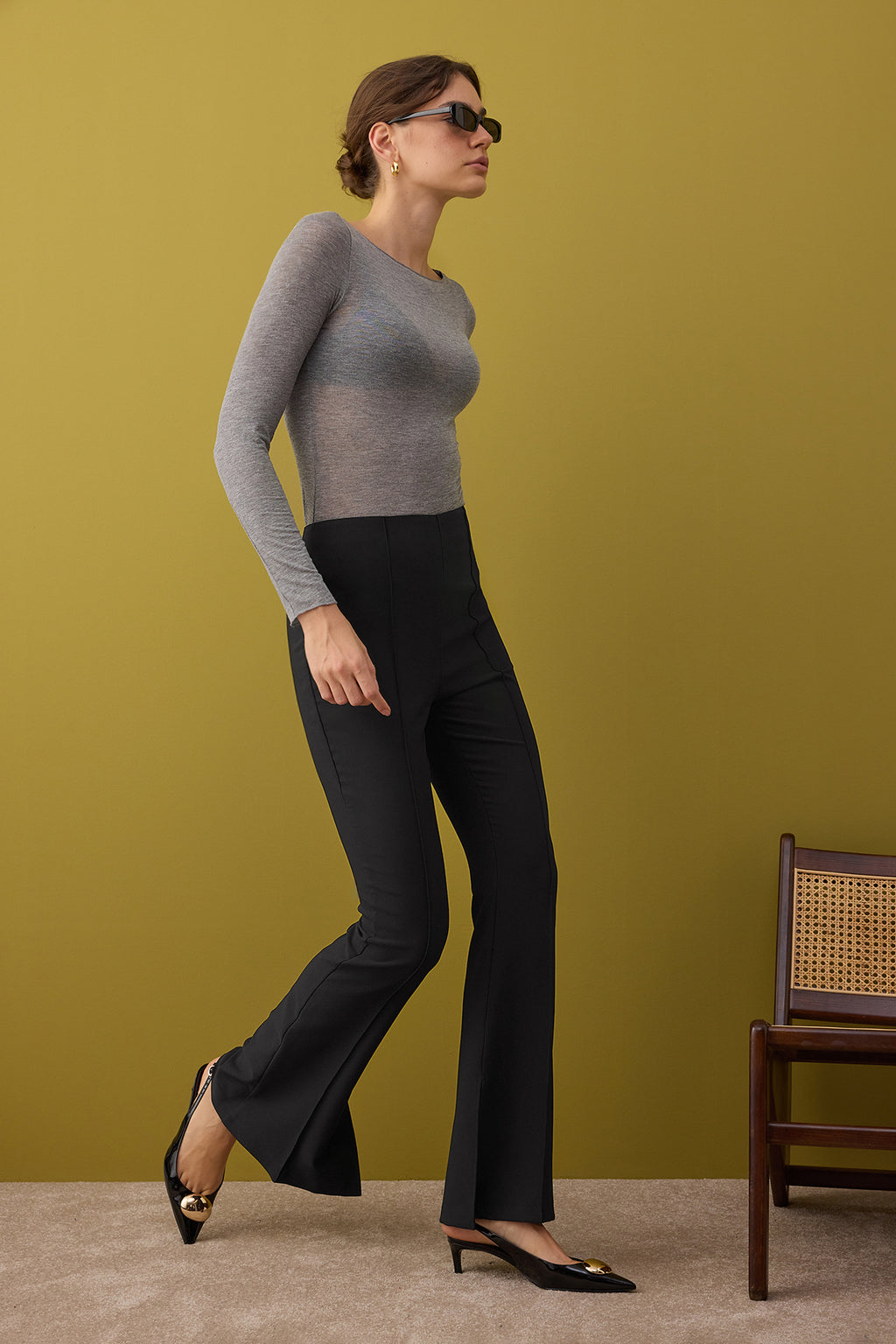 Trendyolmilla Siyah Flare Kalıp Nervürlü Bootcut Pantolon TWOAW26PL00043