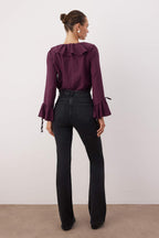 Trendyolmilla Antrasit Yüksek Bel Comfort/Esnek Flare Jeans TWOAW25JE00096
