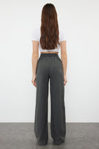 Premium Antrasit Wide Leg Esnek Örme Pantolon TWOSS24PL00054