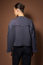 Trendyolmilla Antrasit Kalın Şardonsuz İspanyol Kol Dikiş Detaylı Relaxed Örme Sweatshirt TWOAW26SW00110