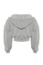 Trendyolmilla Siyah Kalın İçi Polarlı Kapüşonlu V Yaka Rahat Kesim Crop Örme Sweatshirt TWOAW23SW00096