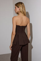 Trendyolmilla Kahverengi Limited Edition Fitted Straplez Dokuma Bluz TWOAW26BZ00155