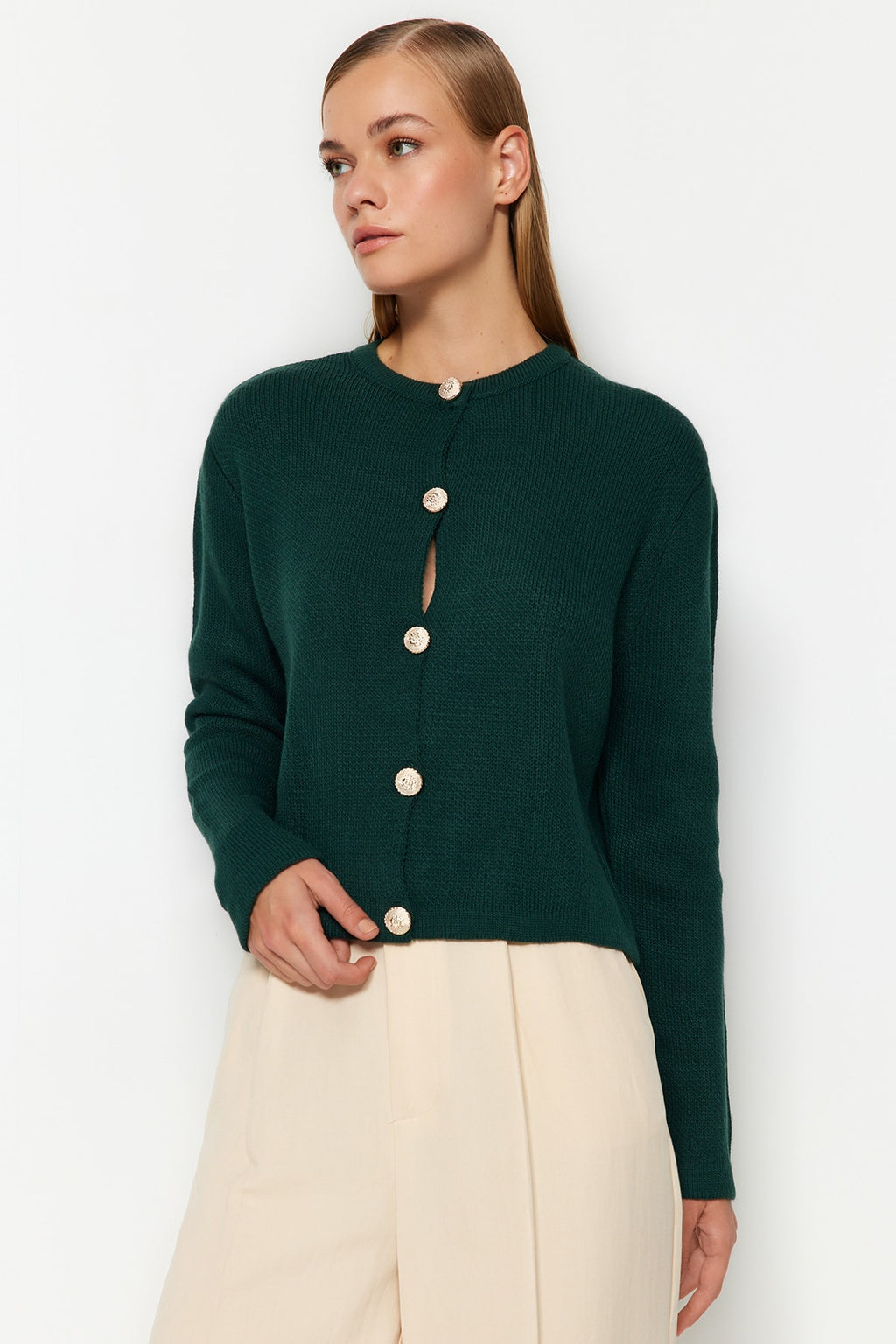 Trendyolmilla Siyah Basic Ceket Görünümlü Triko Hırka TWOAW24HI00090